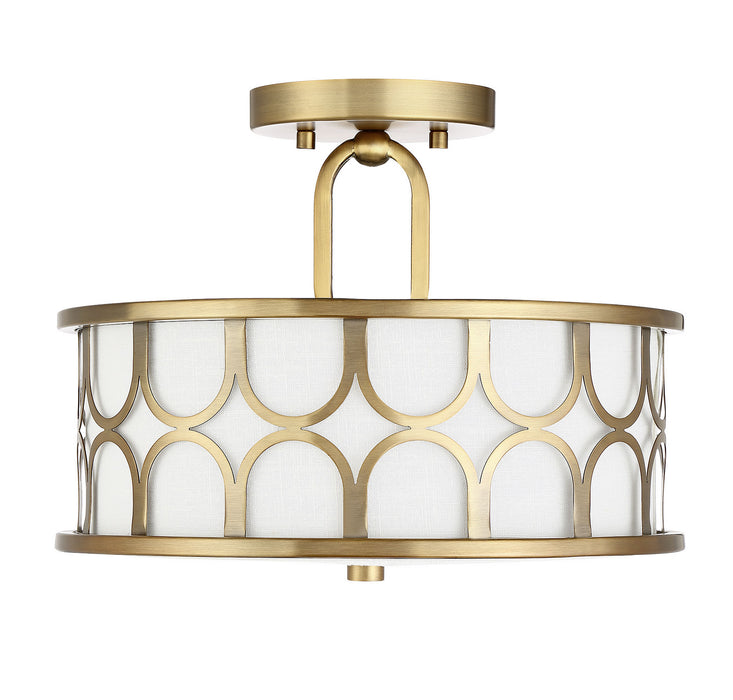 Meridian - M60015NB - Two Light Semi Flush Mount - Msemi - Natural Brass
