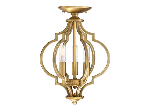 Meridian - M60055NB - Three Light Semi Flush Mount - Msemi - Natural Brass