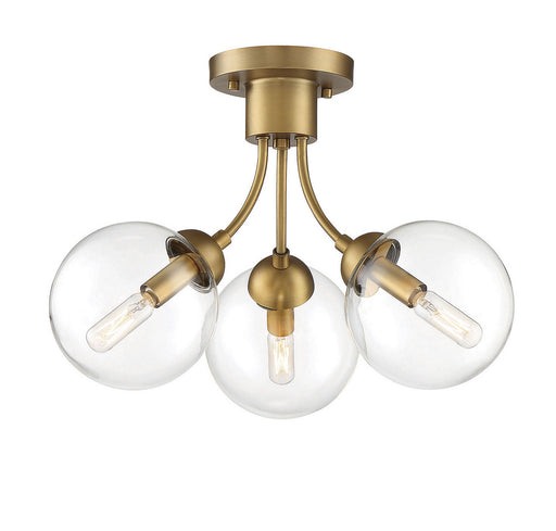 Meridian - M60060NB - Three Light Semi Flush Mount - Msemi - Natural Brass